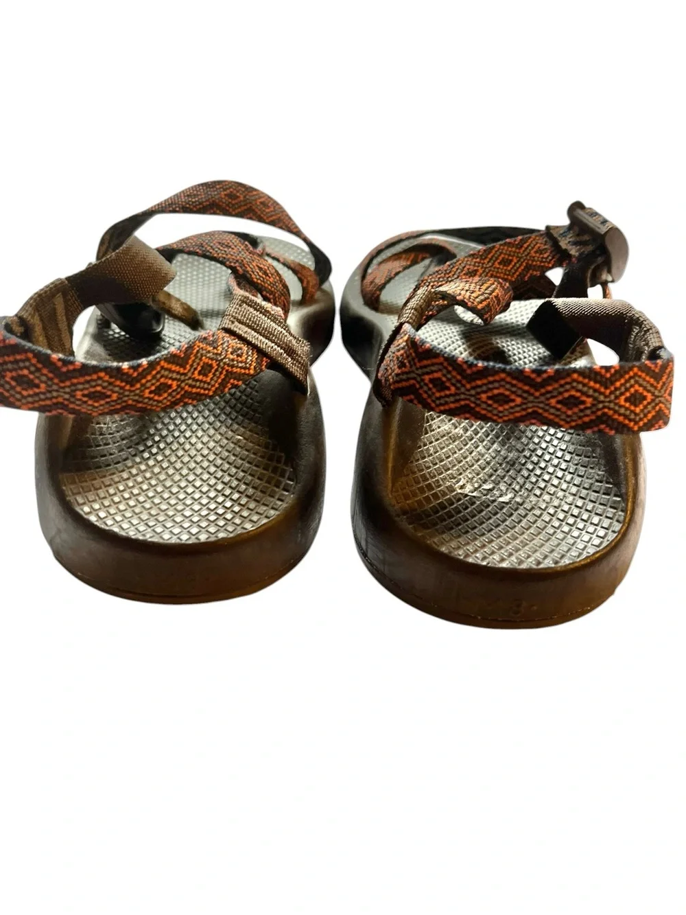 Chacos Men’s Sz 8 Brown/Orange Diamond Strappy Outdoor Sandals Hiking Gorpcore.